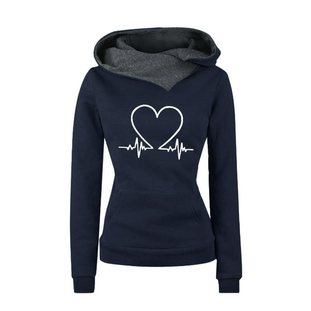 IMENGL Chandail à Capuchon Décontracté slim Imprimé love plus Chandail à Capuche, Bleu m, Taille m-3TG