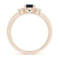 thumbnail image 2 of ANGARA Natural Blue Sapphire and Diamond Three Stone Engagement Ring in 14K Rose Gold for Women (Size-5mm) | September Birthstone, Anniversary, Jewelry Gift for Women | Natural Blue Sapphire Ring, 2 of 11