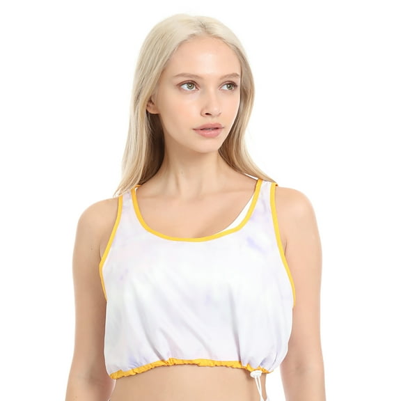 PSK Collective Colorblock Toggle Drawstring Scoop Neck Bra Top (Women) Size: L Moisture Wicking