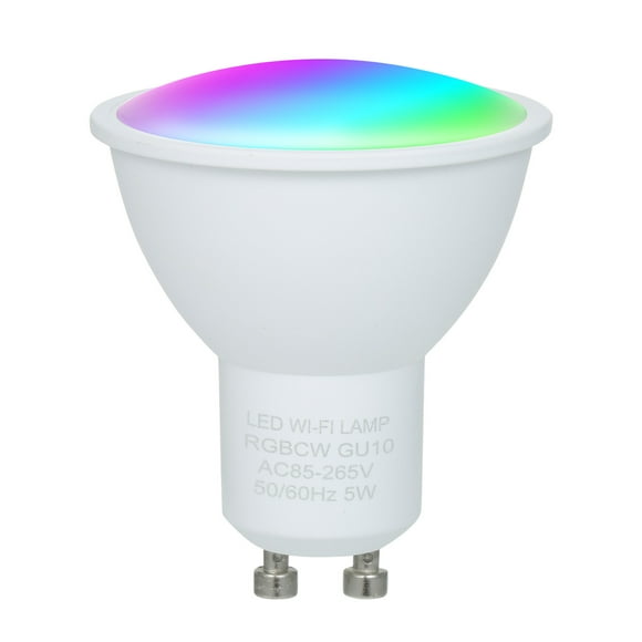 Generic 5W Wi-Fi Smart Bulb Dual Mode White & RGB 16 Million Colors GU10 Smart Lamp APP Remote Control Voice Control Timing Function Multicolored LED Light Intelligent Wireless Bulb AC85-265V