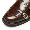 thumbnail image 5 of YDN Women Round Toe Monk Strap Lofers Buckle Slip on Low Chunky Heels Daily Work Walking Shoes Size 8.5 Brown, 5 of 5