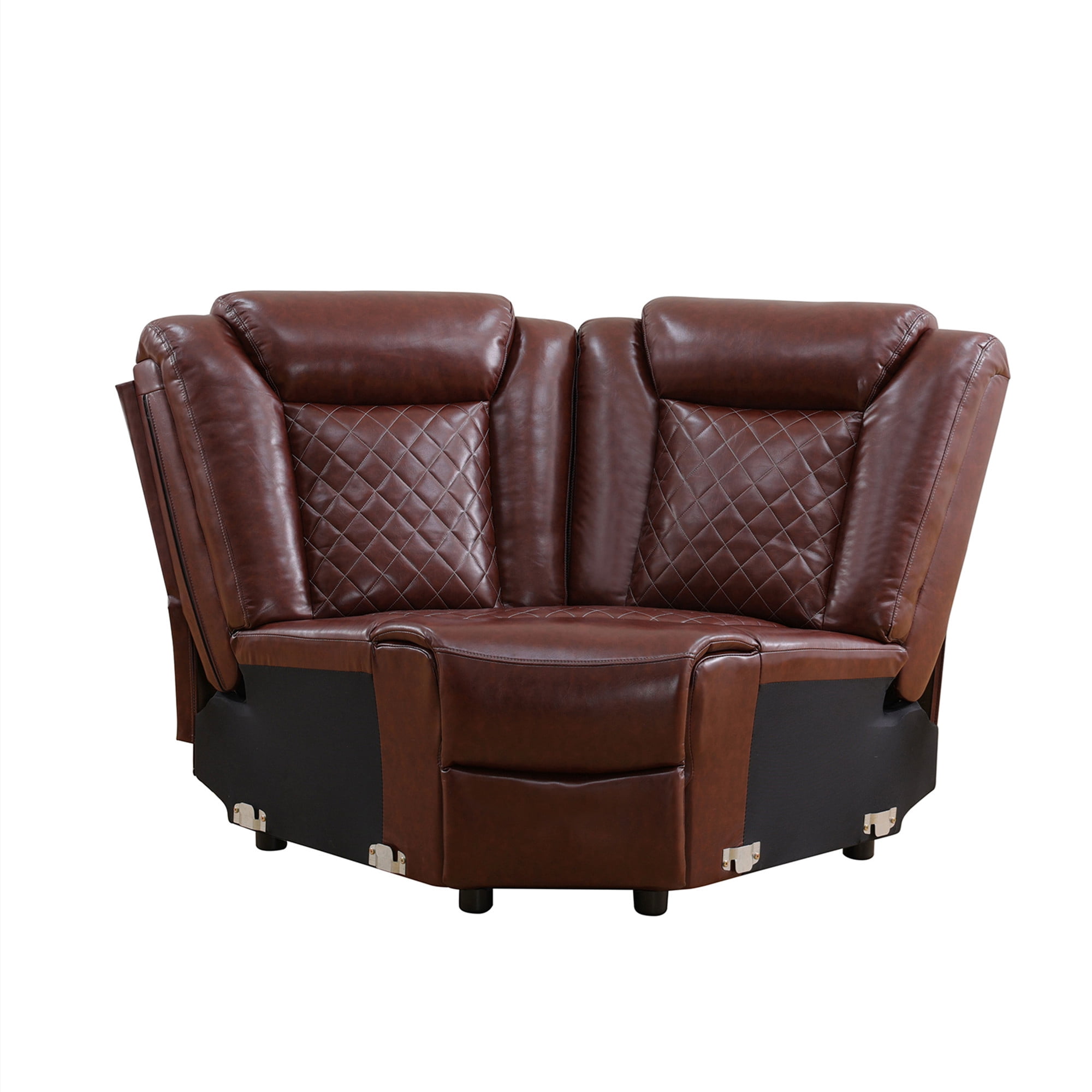 Aukfa 3-Piece Power Recliner Sofa Set 6 Seat Sectional Couch with LED Light, Cup Holders&Storage Console, Burgundy