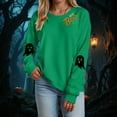 thumbnail image 2 of Jkety Halloween Shirts for Women Halloween Sweatshirts for Women Ghost Pumpkin Long Sleeve Shirt Graphic Tees Fall Pullover Tops(Green,S), 2 of 5
