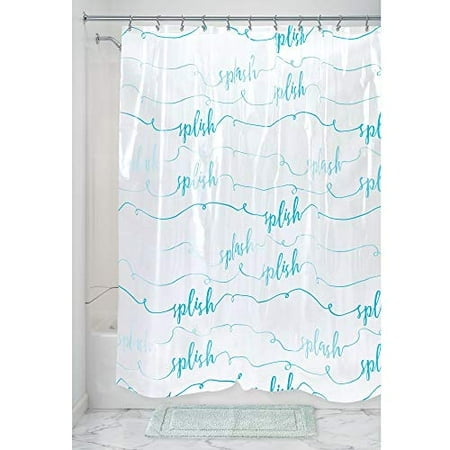iDesign Rideau de Douche Splash PEVA Salle de Bain 72 x 72 Pouces - Blanc et Bleu