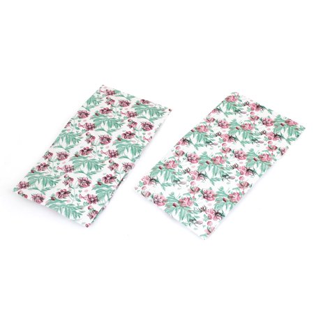 2 x Handy Green Leaves Pink Floral Pattern Bathing Shower Cap White for Ladies