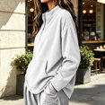 thumbnail image 5 of Women Hoodie Pullover Trendy Quarter Zip Scuba Sweatshirts | Oversize Cute Y2K Drawstring Hoodies with 2 Side Pockets Long Sleeve Lapel Hooded Tunic Sweatshirts Fall Winter Outfits, 5 of 5