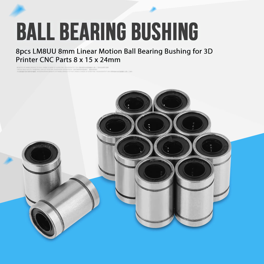 Bushing Bearing Steel Tool for 3D Printer CNC Parts LM8UU 8mm 8 x 15 x 24mm 12pcs Linear Motion Ball Bearing Accessories