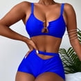 thumbnail image 2 of Bañador de bikini con costuras y estampado dividido en la playa para vacaciones de mujer Fridja  nalpqowj23240, 2 of 8