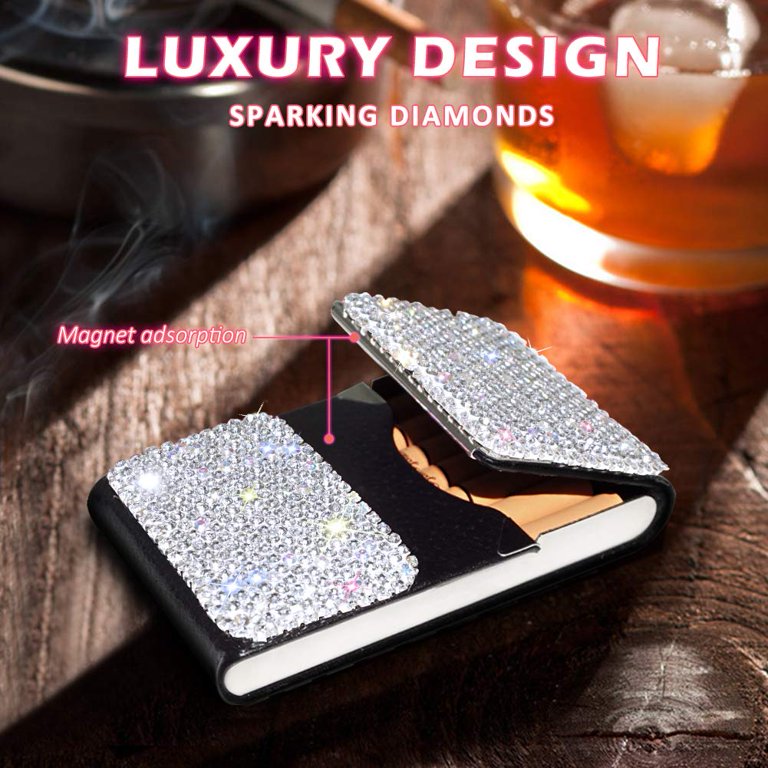 Bling Cigarette Holder Box for Woman Leather Cigarette Case Smoking  Accessories Luxury Design