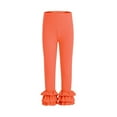 thumbnail image 6 of NAISIBABY Girls Flare Pants, Elastic Waist Ruffles Leg Stretchy Yoga Dance Tight Leggings Orange 9T, 6 of 9