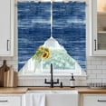 thumbnail image 2 of Navy Blue Swag Valances for Windows 2 Pack Modern Abstract Gradient Blue Lines Texture Swag Kitchen Curtains 36 Inches Long Rod Pocket Short Window Treatment for Kitchen Bathroom 36"x36", 2 of 9
