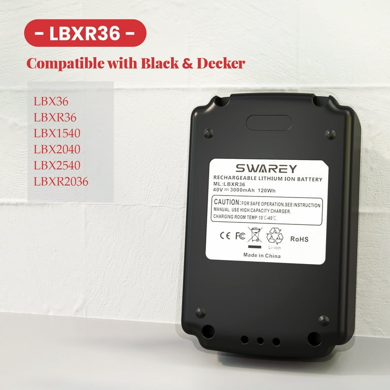 Replacement for Black & Decker 40 Volt Battery LBX2040 LBXR2036 LBXR36  (3Pack) 