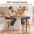 thumbnail image 2 of LEGAHOME Swivel Bar Stools Set of 2, 25” Upholstered Counter Height Stools with Low Back and Round Footrest, Mid-Century Barstools with Wooden Legs for Kitchen, Bar, Walnut + Beige, 2 of 6