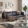 thumbnail image 6 of Ataucjin Futon Sofa Bed, 75-Inch Modern Faux Leather Convertible Couch, Mid-Century Loveseat for Small Space, Living Room, Bedroom, 6 of 10