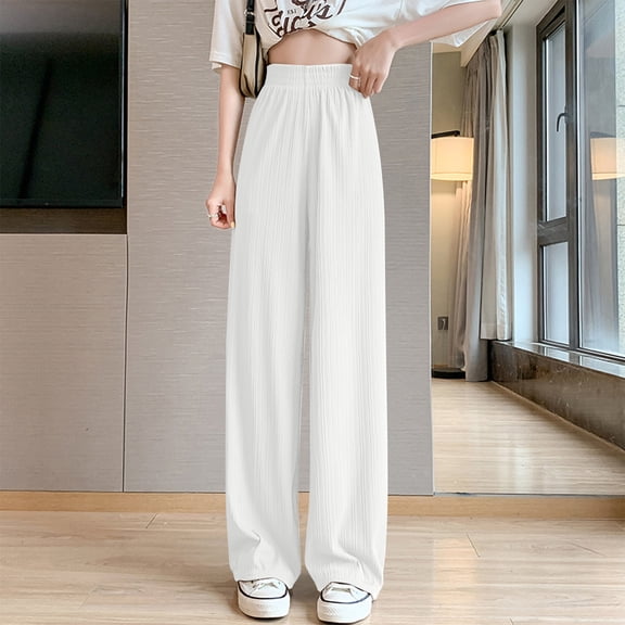 Taylonsss Womens High Waist Drawstring Closure Wide Leg Pants Loose Straight Leg Casual Comfortable Breathable for Everyday Wear