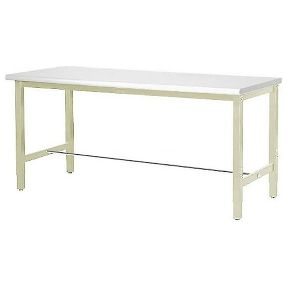 60"W x 30"D Adjustable Height Workbench, 1-1/4" Thick ESD Safety Edge, Tan