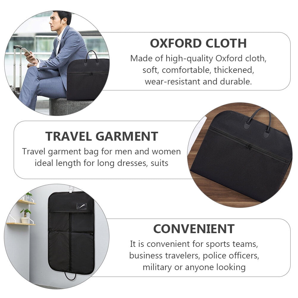 FENGGUIQU 1Pc Black Suit Garment Bag with Double Handles for Business and Travel Use