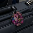 thumbnail image 5 of Haruna Floral Pattern Round Leather Luggage Card Suitcase Carry-On ID Tag, 5 of 8