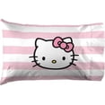 thumbnail image 4 of Hello Kitty Stripes & Hearts Queen Size Sheet Set Super Soft Piece Bedding Set Microfiber Sheets Include Reversible Pillow Covers, 4 of 6