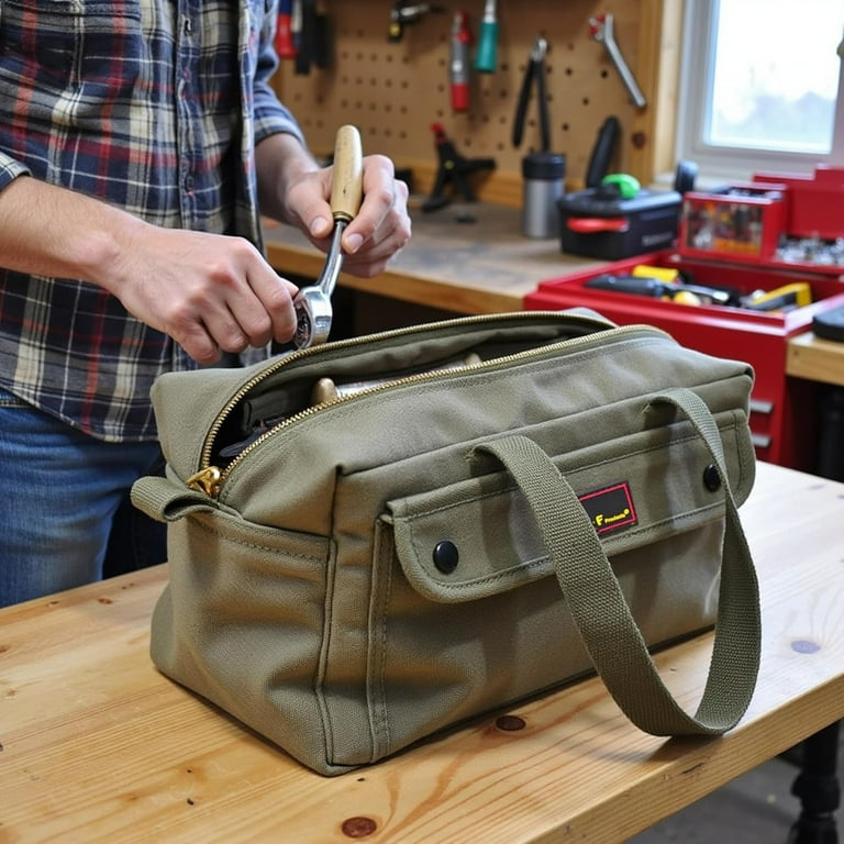 11 in. Government Issued Style Mechanics Heavy-Duty Tool Bag in Olive 11 in. Government Issued Style Mechanics Heavy-Duty Tool Bag in Olive