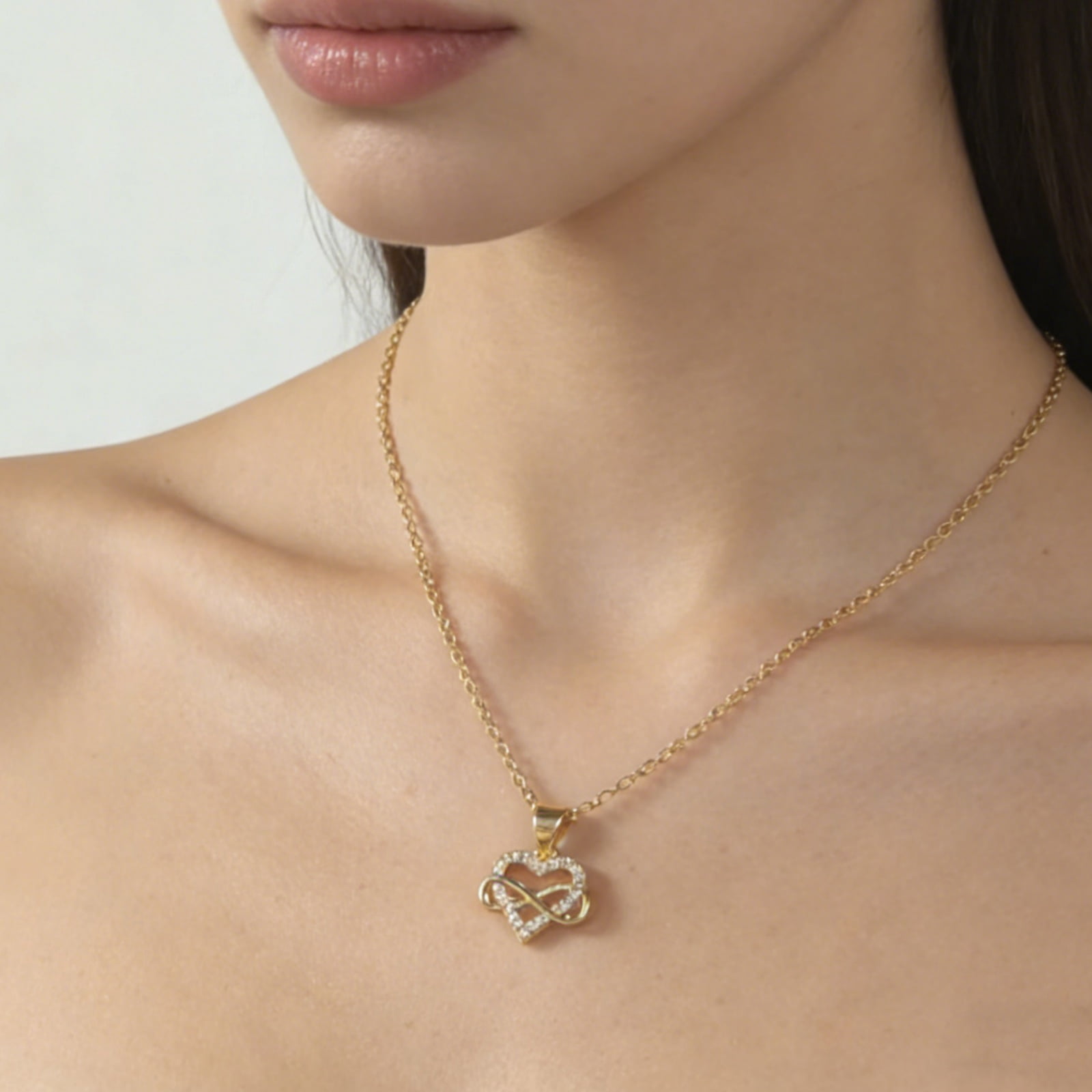 SFTING Necklaces for Woman Infinity Pendant Love Heart Necklace Silver 18K Plated Valentine Gift for Her
