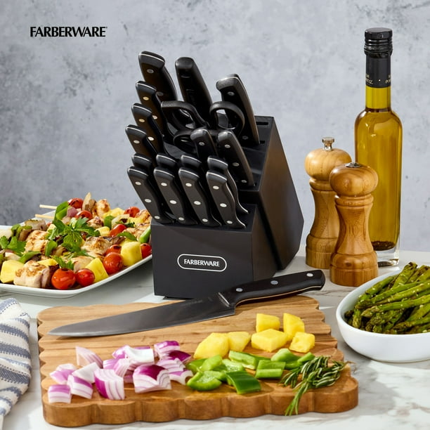 Farberware 20-Piece Triple Riveted Cutlery Knife Block Set with