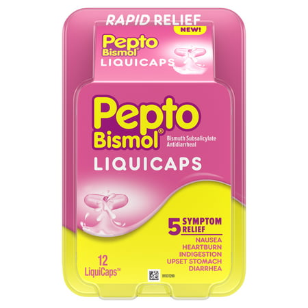 Pepto Bismol LiquiCaps (12 Count), Rapid Relief from Nausea, Heartburn, Indigestion, Upset Stomach, (Best Tea For Upset Stomach)