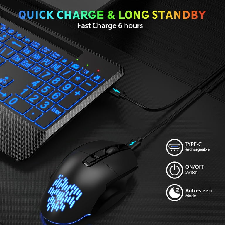 RECCAZR Wireless Keyboard & Mouse Combo With Wrist Rest - 2.4G Full-Sized Cordless Set For PC/Mac