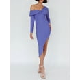 thumbnail image 5 of Biezeib Women Midi Dress, Long Sleeve Dress Twined Asymmetric Slim Fit Cocktail Dress Fall Dress, 5 of 6