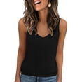 thumbnail image 2 of Women V-Neck Camisole undershirt Solid Casual Knitted Sweater Vest Black XL, 2 of 4