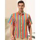 thumbnail image 2 of INSPIRE CHIC Camisa de verano con estampado de rayas arcoíris para hombre, camisas de manga corta con botones arcoíris XL, 2 of 6