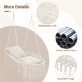 thumbnail image 3 of Hendoct Boho Macrame Hanging Swing Chair with 2 Cushions, Cotton Hammock Chair, 330lbs Capacity, 2 Hanging Methods for Indoor Outdoor Patio (Beige), 3 of 10