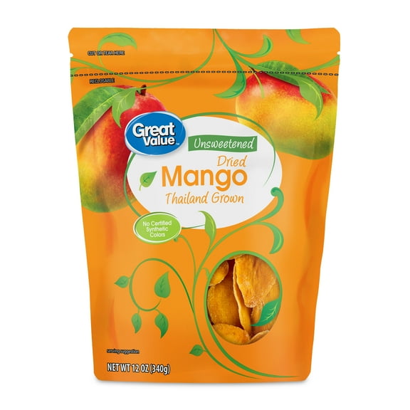 Great Value Unsweetened Dried Mango, 12 oz