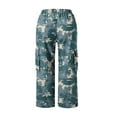 thumbnail image 4 of Women's Casual Pants Women'S Casual Camouflage Print Cargo Pants Stretch Elastic Waist Tapered Pants With Pockets,Blue Women's Casual Pants S, 4 of 7