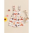 thumbnail image 2 of Nygoyerh Little Girls Denim Overall Shorts Toddler Flower/Chicken/Cow Print Sleeveless Suspender Jumpsuit 6M 12M 18M 24M 3T 4T 5T 6T Kids Cute Summer Shortall Rompers, 2 of 9