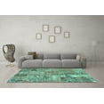 thumbnail image 3 of Ahgly Company Machine Washable Indoor Rectangle Patchwork Turquoise Blue Transitional Area Rugs, 8' x 12', 3 of 4
