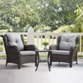 thumbnail image 6 of Gymojoy 4-Piece Patio Conversation Bistro Set Outdoor Chat Porch Balcony Furniture Set,Wicker Chairs and Firepit Table Set for Patio Balcony Backyard Apartment,Brown/Gray, 6 of 15