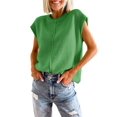 thumbnail image 2 of Womens Summer Cap Sleeve Tops Casual Crew Neck Loose Fit Knit Lightweight Sweater Pullover Top, 2 of 4