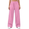 thumbnail image 3 of Liuinsasek Women's Winnter Casual Comfortable Outdoor Sports Pants Solid Color High Waisted Loose With Drawstring And Pocket Pants Straight Leg Sweat Pants, 3 of 10