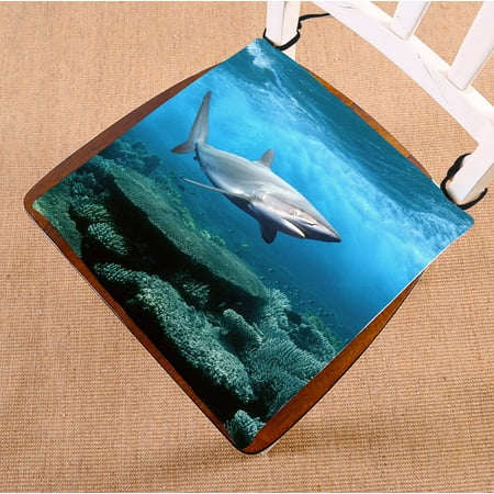 

YKCG Underwater World Sea Ocean Shark Seat Cushion Chair Cushion Floor Cushion Twin Sides 18x18 inches