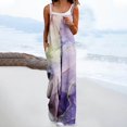 thumbnail image 2 of Olyvenn Women's Jumpsuits Casual Loose Overalls Jumpsuits One Piece Sleeveless Floral Printed Wide Leg Long Pant Rompers Purple 14, 2 of 5