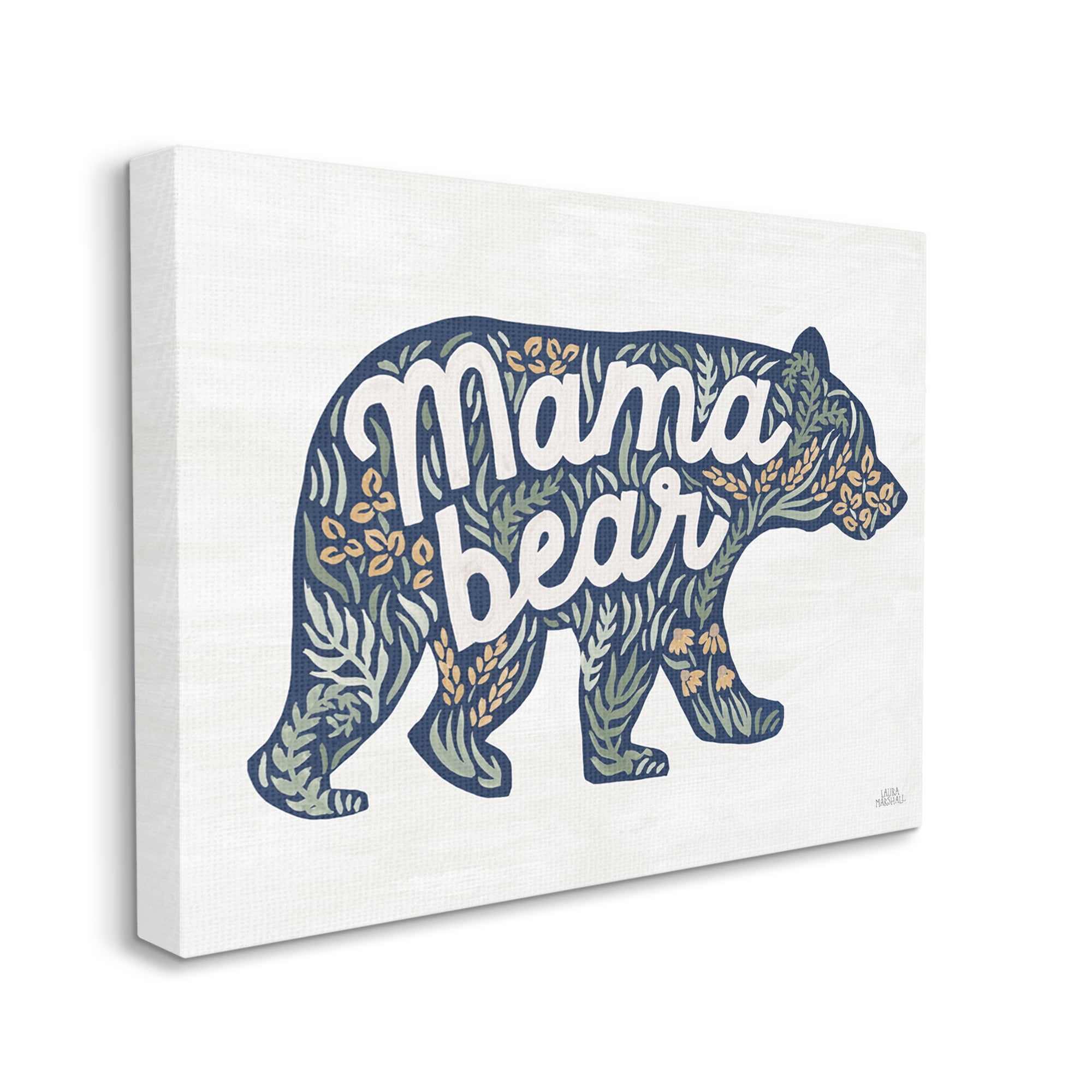 Stupell Industries Floral Mama Bear Phrase Botanical & Floral Painting Gallery Wrapped Canvas Print Wall Art, 48 x 36