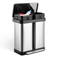 thumbnail image 2 of Dual Trash Can, Stainless Steel 2 x 9.5 Gal (36L+ 36L) Garbage Can, Steel Pedal Recycle Bin with Lid, Rectangular Hands-Free Kitchen Trash Can, 2 of 7