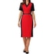 thumbnail image 1 of Vestido de tubo para mujer Inspire Chic, vestido de lápiz de color contrastante, 2XL, rojo oscuro, 1 of 5