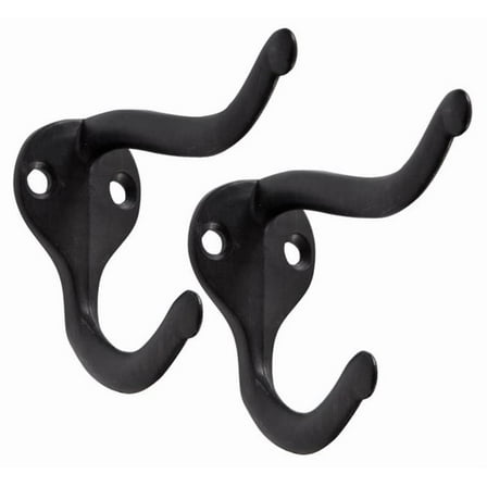 Hillman Builders Hardware 859892 Coat & Hat Hooks, Matte Black - 2 Piece