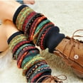 thumbnail image 2 of Women Bohemian Crochet Knitted Long Leg Warmers Spring Patchwork Knee High Warm Boot Socks, 2 of 5