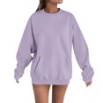 thumbnail image 1 of Breezora Chandail à Capuchon à Poche Surdimensionné pour Femmes, Col Rond, Chandail Décontracté Confortable, Taille m, Violet, 1 of 5