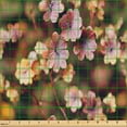 thumbnail image 2 of Ambesonne Floral Fabric by the Yard Upholstery, Flowers Flourishing Spring, 5 Yards, Pale Orange Mauve and Green, 2 of 5