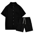 thumbnail image 4 of Men Summer Outfits Mens Suit Slim Fit Prom Suits And Vest And Trousers One Two Slim Full Body Workout Suit Men Men Tuxedo Fit on Dress Suits for 3 Button Young La Male Short Sleeve Black L, 4 of 5