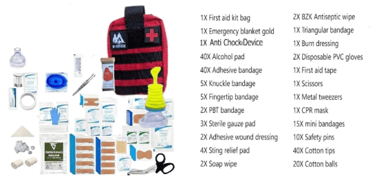 WT Outdoors Hunting and Fishing First Aid Trauma Kit .Quick Deployment Bag anti Burn Choking , Survival Device Care,Blanket, CPR Mask – Bleed